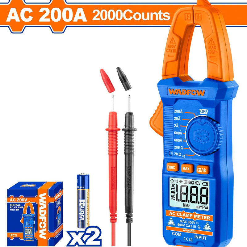 Medidor de abrazadera. Pinza amperimétrica AC 200A 2000 Dígitos.