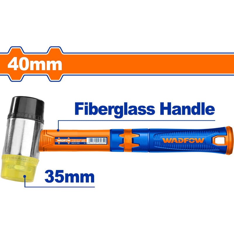 Mazo de goma y plástico. Diámetro 35mm. Mango Fibra de Vidrio.