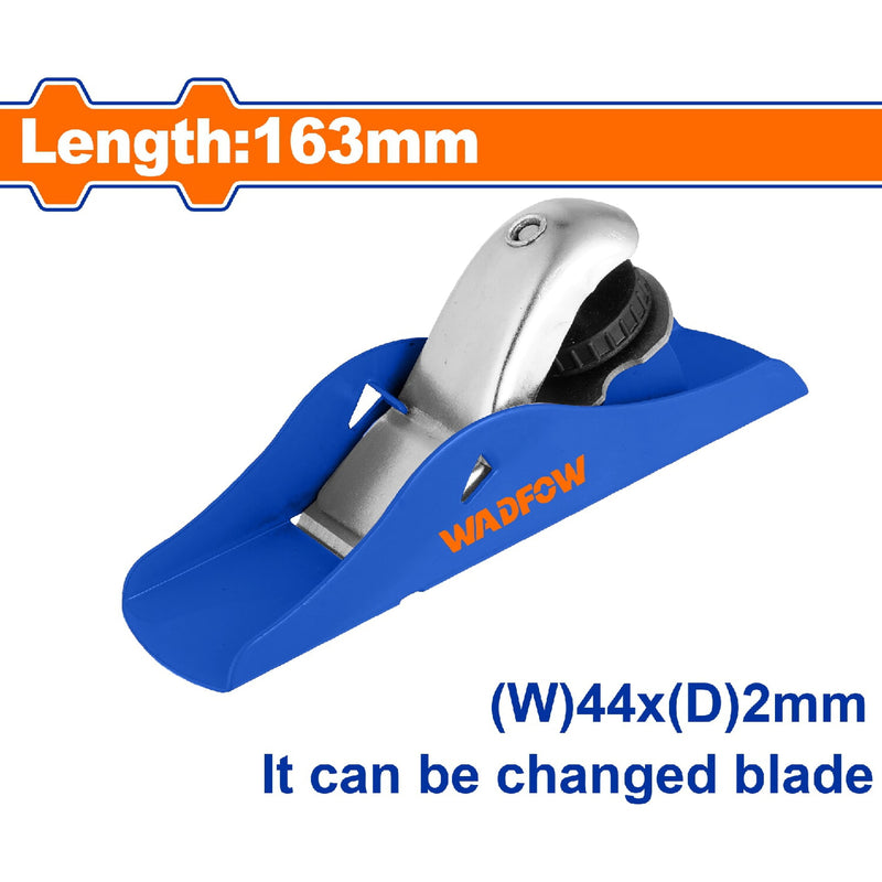 Cepillo de madera de acero. Longitud: 163mm. Cuchilla de 65MN. Ancho de cepillado: 44mm