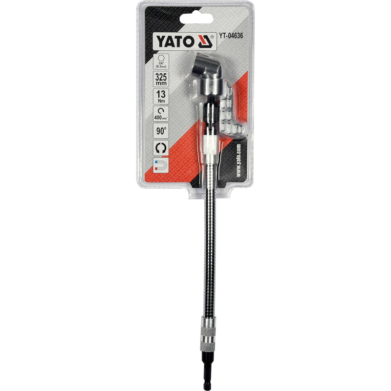 Adaptador extensión de angulo 90 grados para puntas destornillador 1/4" 325mm largo