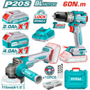 Combo del mes Total Esmeril angular 20V Motor sin escobillas 4-1/2". Taladro Compacto motor sin escobillas 20V 60Nm. Batería y Cargador. POCAS UNIDADES