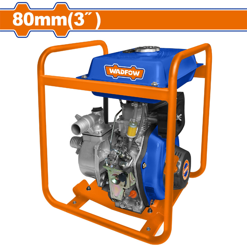 Bomba de Agua a Diesel 5.3 HP. Diámetro de salida 3"  Flujo max: 900 L/min. Max. Elev. 30m