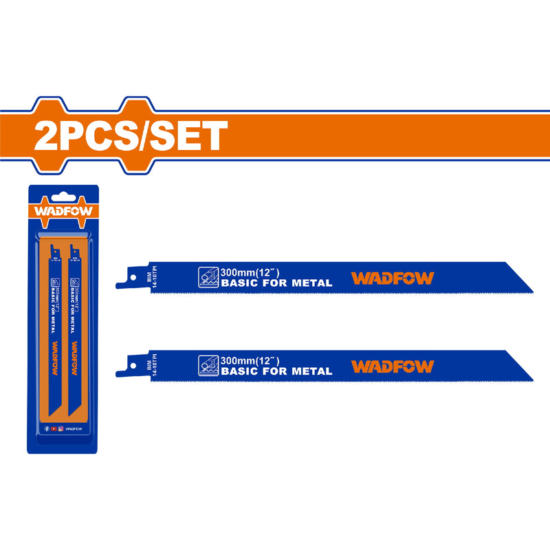 Hojas de sierra sable para metal. 300mm(12") 14TPI-BIM-Fresado. Set de 2 piezas.