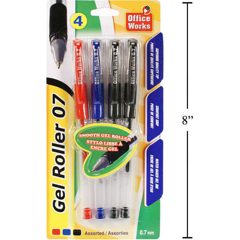 4 piezas Bolígrafo de gel de 0,7 mm, azul, negro y rojo