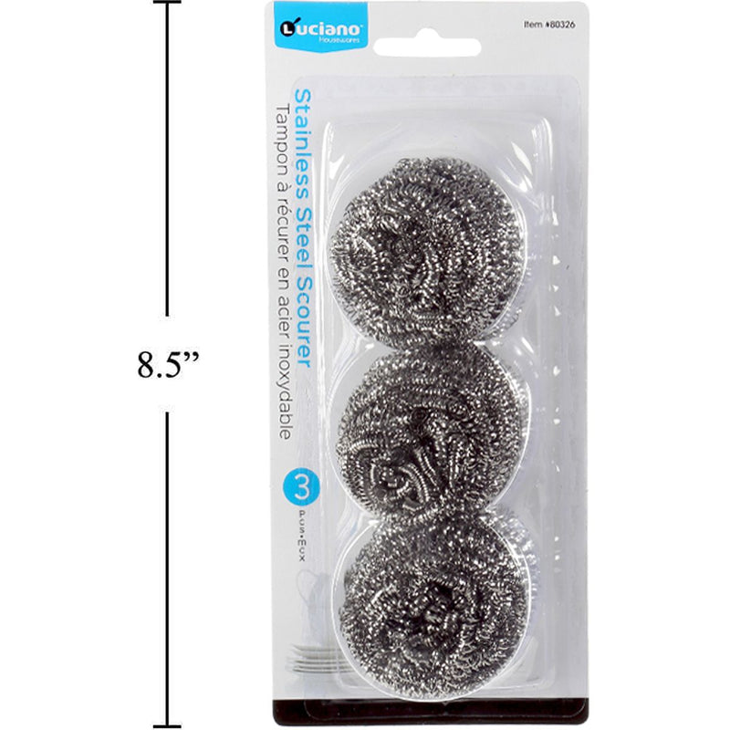 Estropajo acero inoxidable para fregar ollas  Luciano de 3 piezas, b / c (CS)