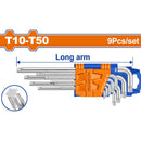 Llaves Torx de brazo largo de 9 piezas. T10-T50. Cr-V (Juego)