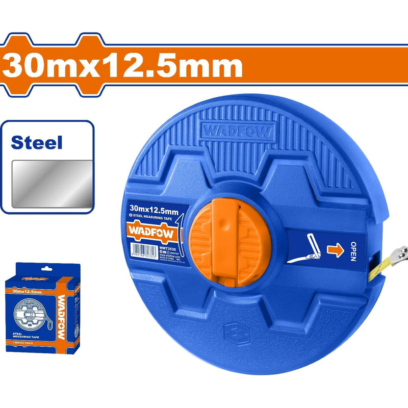 Cinta métrica de Acero (Métrico/Pulgada). 30mx12.5mm. Engranaje retráctil.