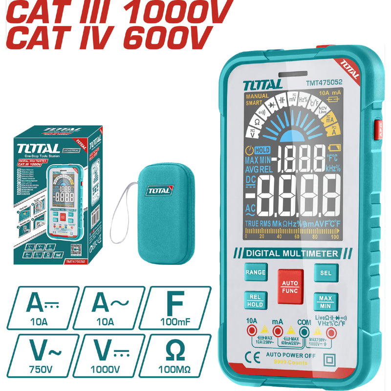 Multímetro digital TOTAL SMART Función (AC/DC voltaje, resistencia y Continuidad) NCV