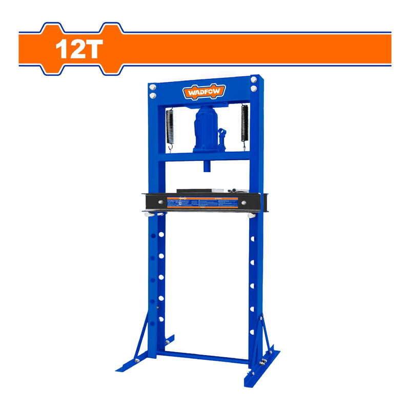 Prensa hidráulica capacidad 12T. Rango de trabajo 0 ~ 610 mm. Prensa de taller.