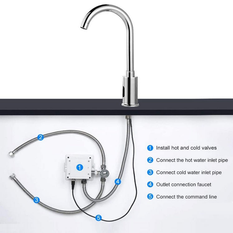 Grifo automatico con sensor para lavamanos. Funciona a Baterias dc 6v o 110V plug. Para agua fria