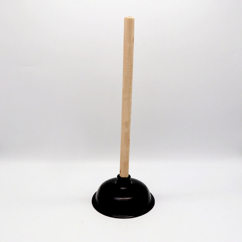Destapador de inodoro mango madera chupón negro 15 cm x 40 cm alto