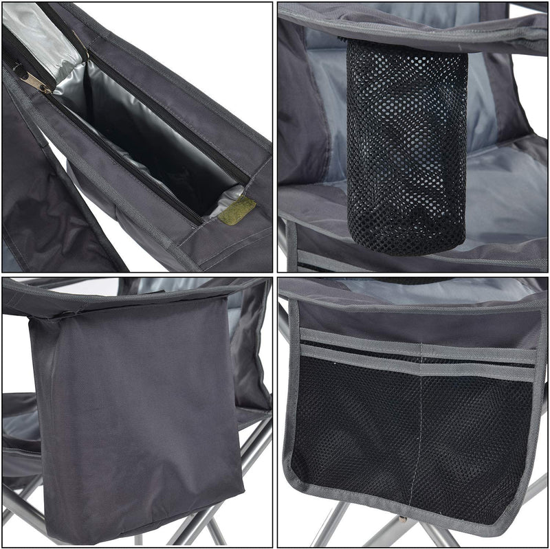 Silla plegable color gris de 50cm x 99cm x 99cm con cooler y portavasos