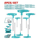 Juego de llaves Torx con mango T de 8 piezas. Cr-V, Tratamiento térmico y placa de cromo.