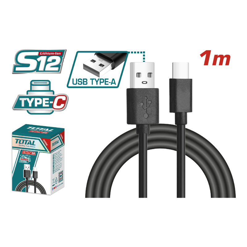 Cable USB tipo A a tipo C Longitud. 1m. Ideal para dispositivos. TOTAL