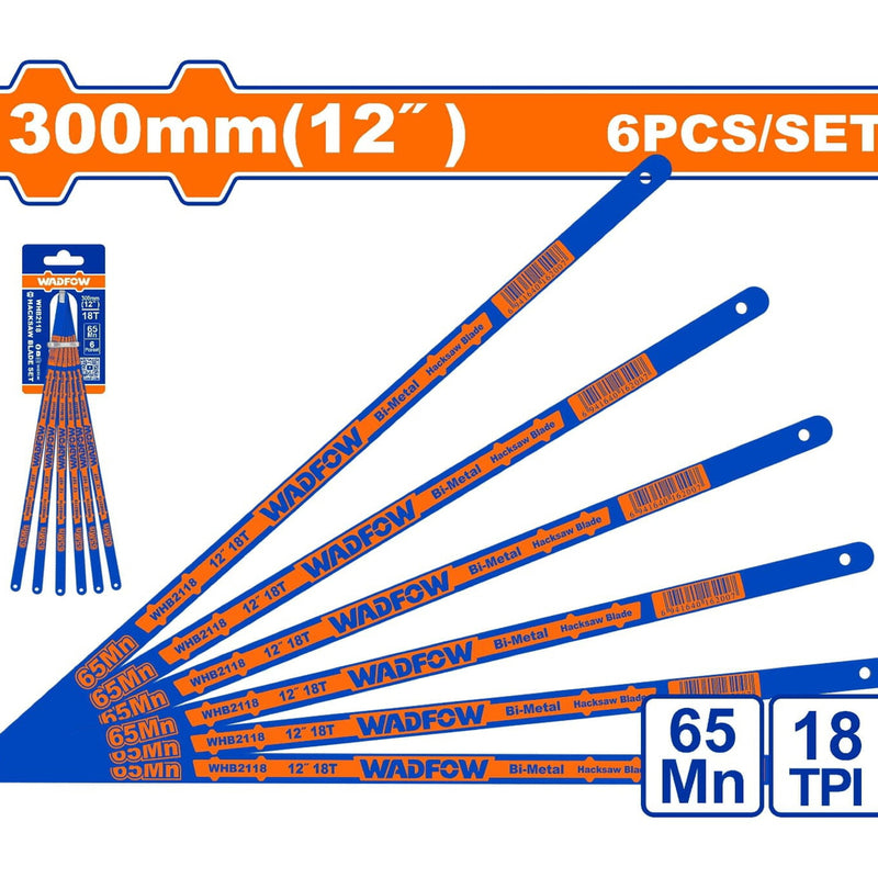 Hojas de Segueta 12" 65Mn,18TPI Set de 6 piezas.