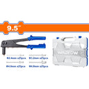 Remachadora Manual de 9.5" y remaches Compatibles(2.4mm,3.2mm,4mm,4.8mm) (Kit 101 pzs) en estuche