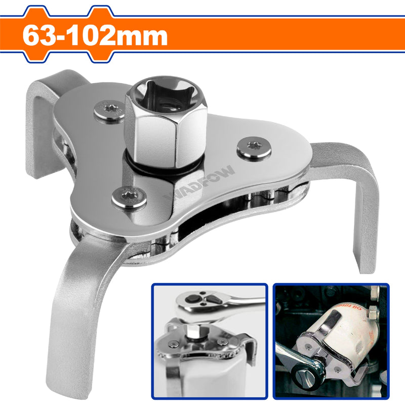 Llave de Filtro aceite Bidireccional de 3 patas. Diámetro de Desmontaje: 63-102mm. Long de patas: 40mm.