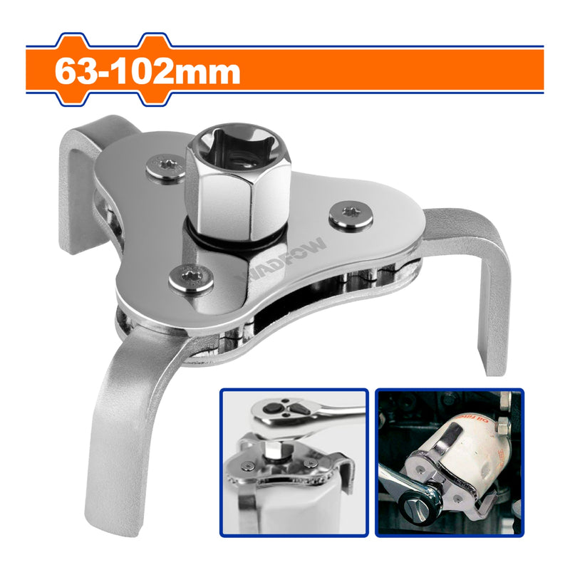 Llave de Filtro aceite Bidireccional de 3 patas. Diámetro de Desmontaje: 63-102mm. Long de patas: 40mm.