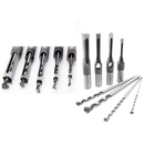 Juego 4 brocas de acero para carpintería y taladros cuadrados 1/4, 3/8,  1/2 y 5/8 pulgadas.