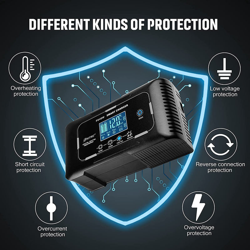 Cargador de batería inteligente de 15 amperios, de 12 V y 24V12 V/15 A