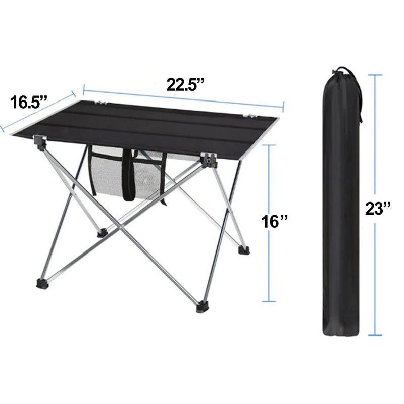 Mesa plegable liviana para acampar / bolsa de transporte, 22.5 "x 16.5 x 16''