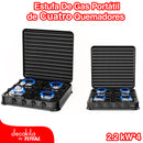 Estufa de gas portátil de cuatro quemadores, 2.2Kw cubierta de hierro antideslizante.