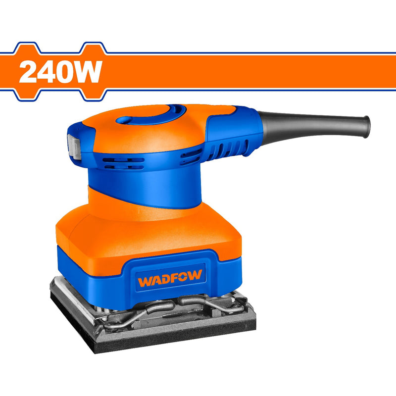 Lijadora de mano eléctrica 240W. 110-120V. Base: 4-3/8"x4". Incluye 1 hoja de papel para lijar.