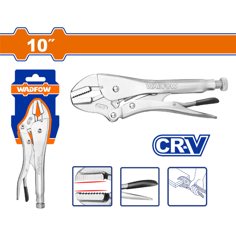 Alicate de presión 10" mandibula recta. Rango: 0-43mm. HRC52º-HRC60º Cr-V Niquelado. Pinza.