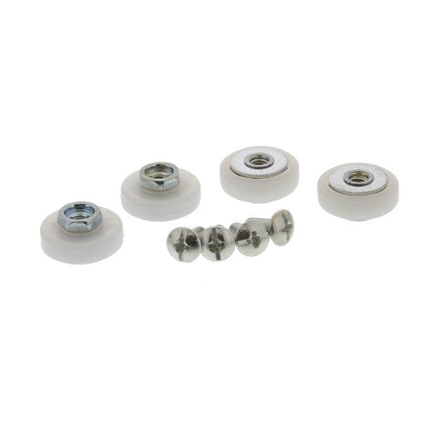 Paquete de 4 ruedas deslizantes de 3/4" para puertas de duchas de vidrio