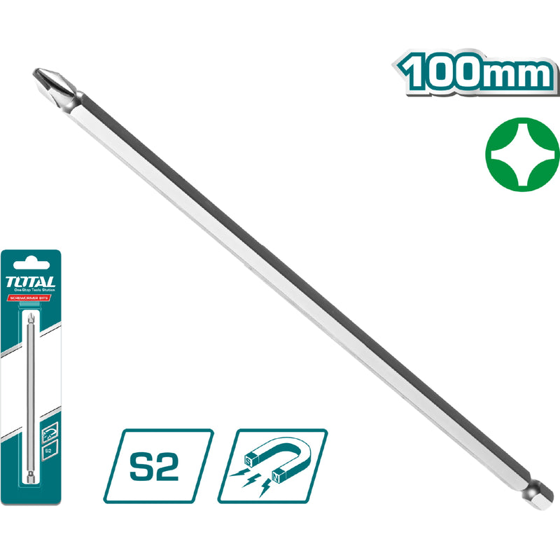 Punta de destornillador Estrella PH2.(1 pieza,100 mm,S2).Punta magnética.