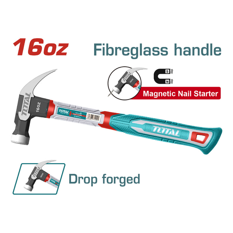 Martillo de Oreja Forjado 16oz Magnético. Acero al carbono