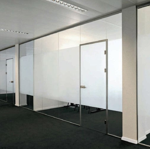 Bisagra para Vidrio Templado a Muro o Perfil. Acabado Negro. Serie Easy Office