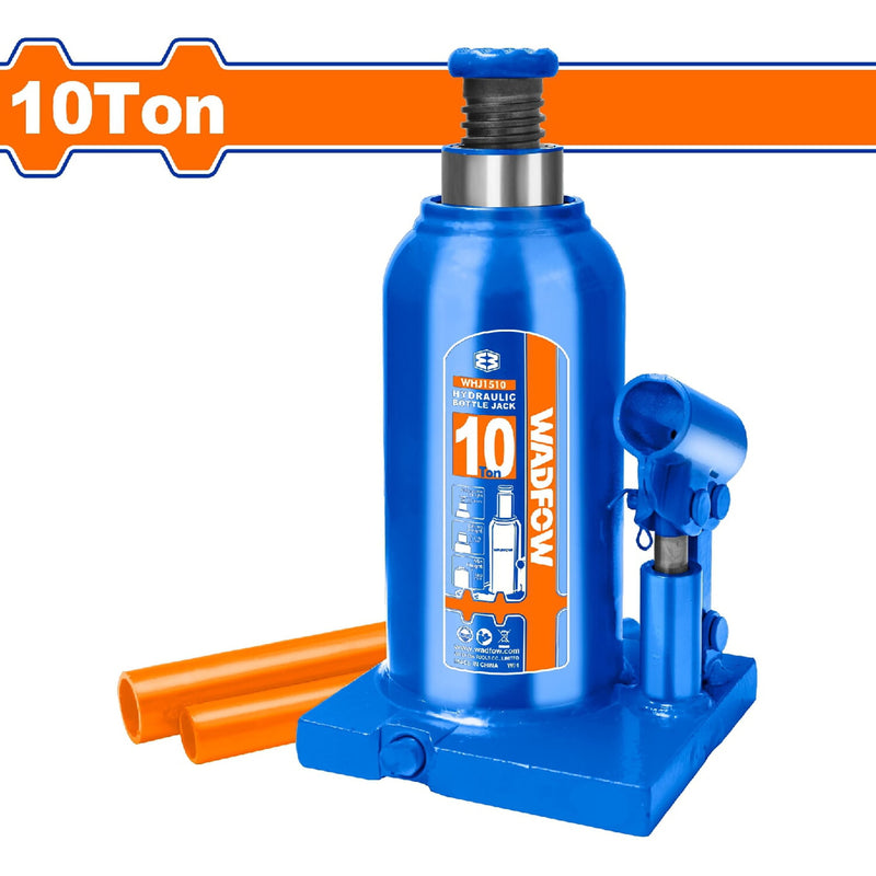 Gato Hidráulico Botella de 10 Ton. Alt. mínima:190mm. Alt. Elevación: 110mm. Alt. Ajustable: 60mm.
