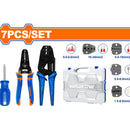 Alicates para crimpar conectores eléctricos. 7 pzas. (Matracas,destornillador, pelacable)Juego