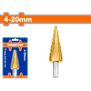 Broca escalonada 4-20mm. Vástago redondo. Pasos: 2mm. Diámetro 8mm.