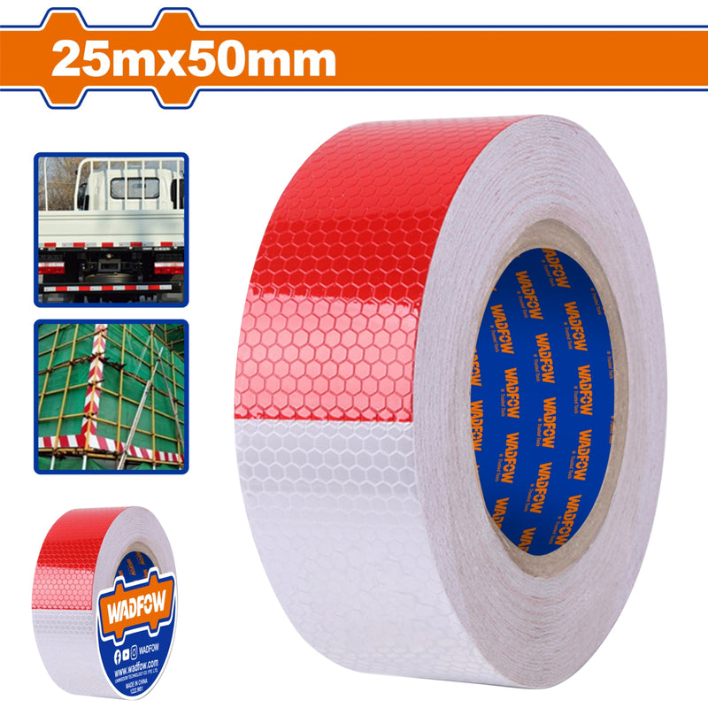 Cinta Reflectiva Rojo y Blanco Tránsito. 2" (50mm) x 25metros largo Alta resistencia a la intemperie. Señalización. Para vehiculos