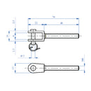Terminal para cable 5mm con pin removible .Macho rosca Izquierda.AISI 304.