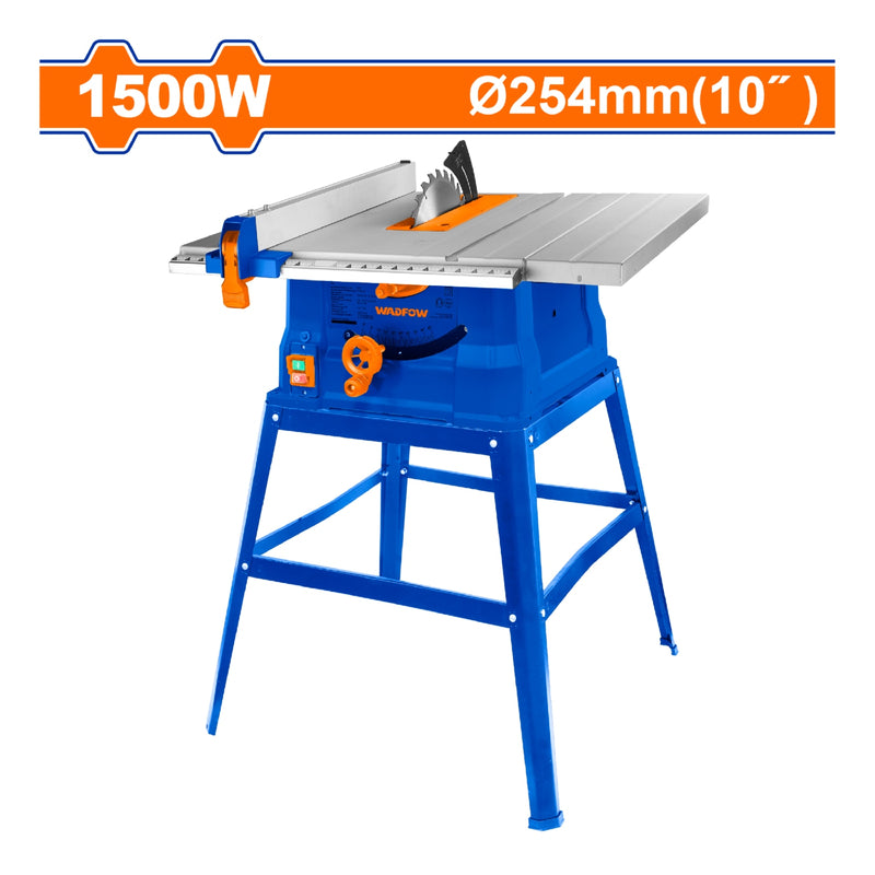 Sierra de Mesa 1500W. 4500rpm. 10" x 5/8". Mesa: 23-27/64" x 21-17/64". Rango:0°-45°. Cortadora de madera de banco