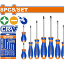 Destornilladores Punta Plana (SL) y Punta Estrella (PH).CR-V. Magnético. Mango redondo(Set de 8)