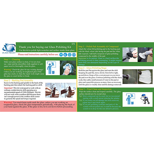 kit para pulir rayas leves y manchas en vidrios