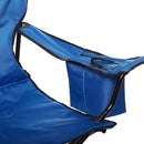 Silla plegable color azul de 45cm x 50cm x 80cm con cooler y portavasos