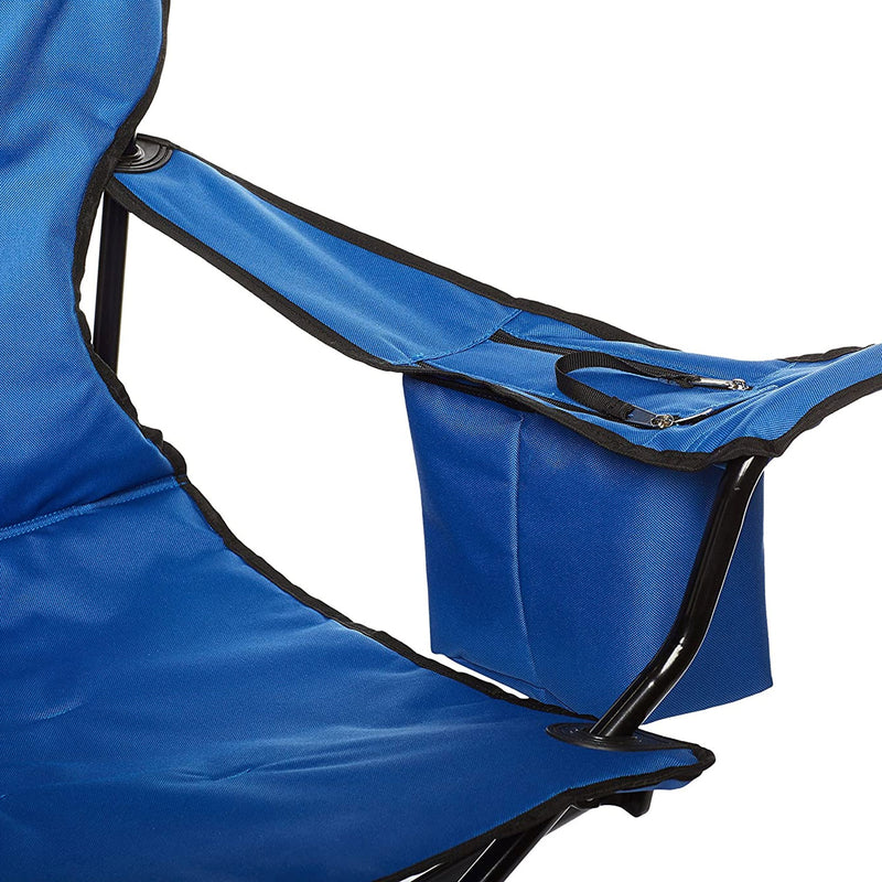 Silla plegable color azul de 45cm x 50cm x 80cm con cooler y portavasos
