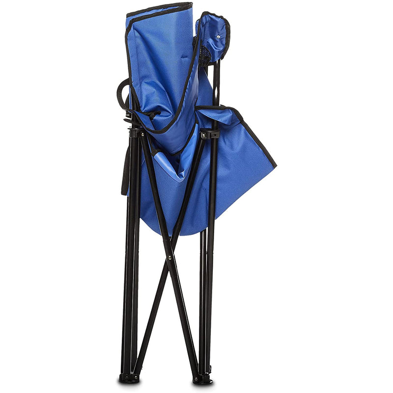 Silla plegable color azul de 45cm x 50cm x 80cm con cooler y portavasos
