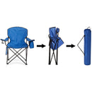 Silla plegable color azul de 45cm x 50cm x 80cm con cooler y portavasos