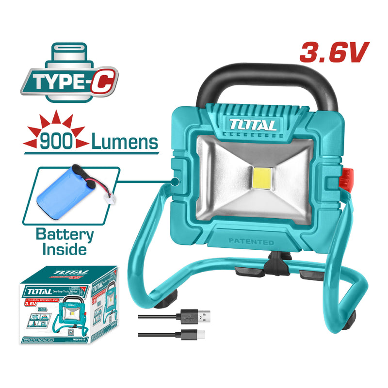 Lámpara de trabajo 3.6V inalámbrica de iones de litio. Incluye cable USB reflector