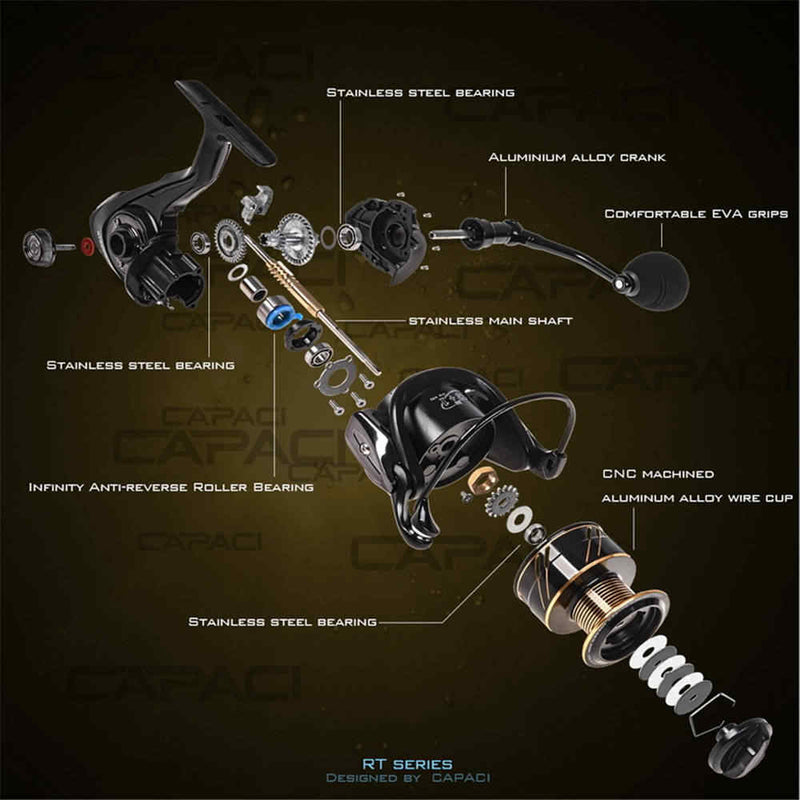 Carrete de pesca spinning Capaci 4000 series 13+1BB