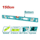 Nivel de Burbuja en forma de V para Objetos Cilindricos 150 cm. Espesor del Aluminio 1.5 mm.