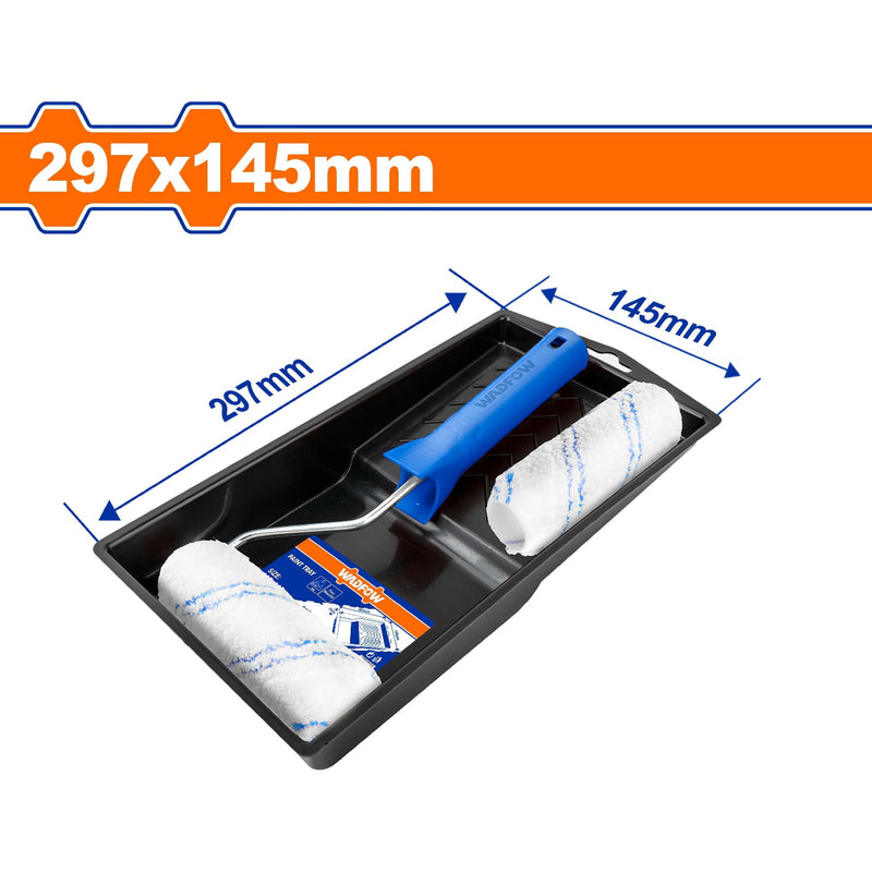 Rodillo para pintar 4" y bandeja para pintar de 297mmx145mm. Set 4 en 1.