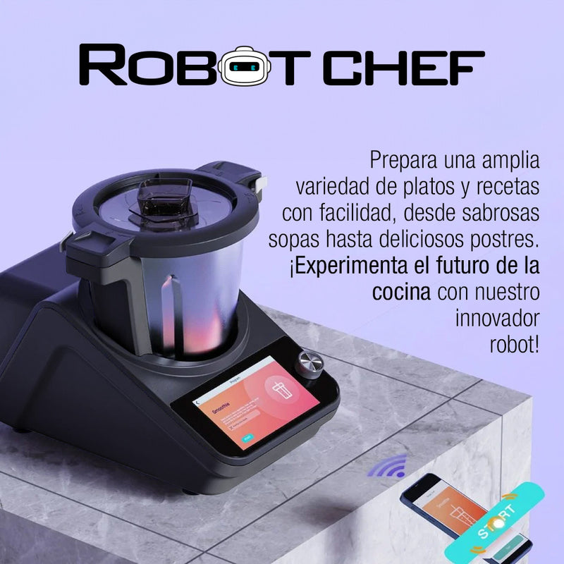 Robot de cocina inteligente 3L Robot Chef Carbone 30 en 1. Cocina 1000 recetas con inteligencia artificial AI