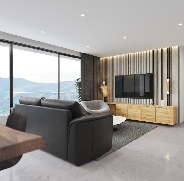 Lámina acanalada decorativa PS Grey wood 12x120x2900 mm